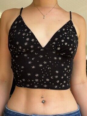 Urban Outfitters Black Moon & Star Sparkle Camisole